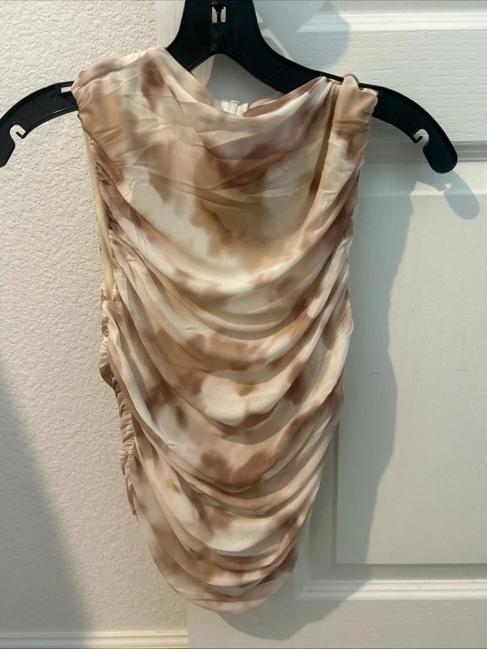 Needii Drape Beige Brown Top Size Small Mesh Zara Style